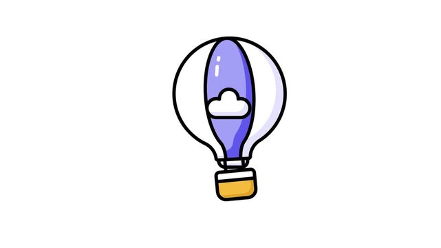 Creatively designed animated vector of hot air balloon, enjoy the adventure of hot air ballooning