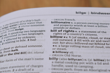 Fototapeta premium Close Up Of English Dictionary Page With Word - billow
