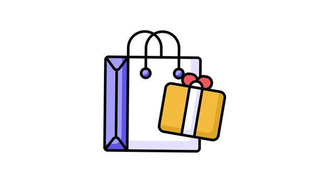 Gift hamper icon animation represent a decorative basket or box filled with various items, usually given as a present for special occasions