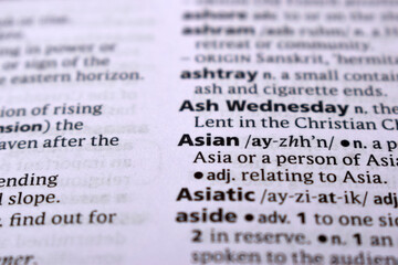 Fototapeta premium Close Up Of English Dictionary Page With Word - Asian