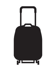 Black Silhouette Of A Rolling Suitcase With Telescopic Handle luggage travel