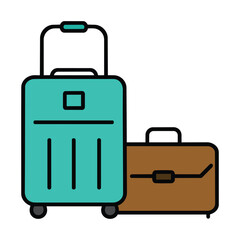 Two Colorful Suitcases One Teal And One Brown With Handles And Wheels luggage travel