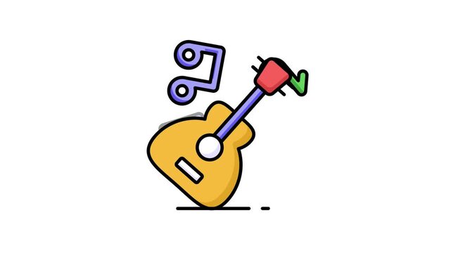 A string musical instrument animated vector design, premium icon animation of guitar in modern style