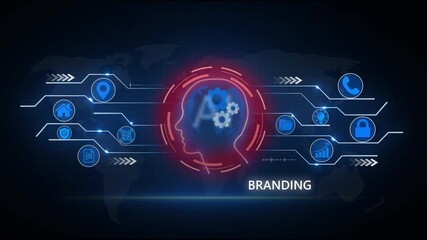 Branding development marketing strategy concept. Business, technology Global social network connection concept showing digital data communication across the earth background - Powered by Adobe
