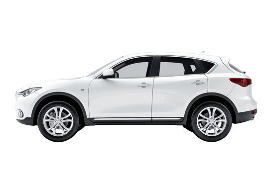 SUV car Side view of a white isolated on transparent White background png