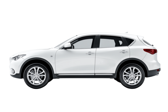 SUV car Side view of a white isolated on transparent White background png
