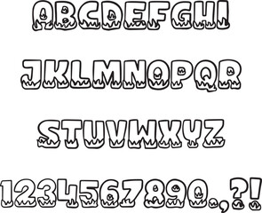 Flame Fire sketch typography font lettering ABC cartoon vector text
