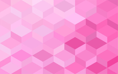 Abstract Geometric Isometric Cubes in Pink Shades