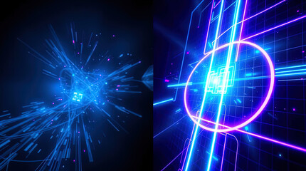 Fototapeta premium Abstract technology background on a blue background, techno wallpaper