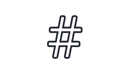 Obraz premium A simple, bold outline of a hashtag symbol centered on a white background. Minimalist design aesthetic