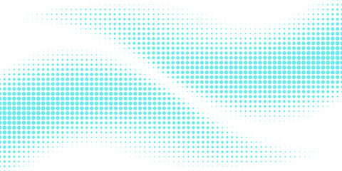 Blue on white dotted halftone. Half tone vector background. Rough diagonal dotted gradient. Futuristic texture