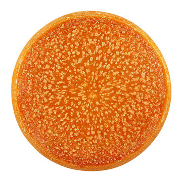 Round wheel of immolate cheese with a hard texture isolated on transparent White background png