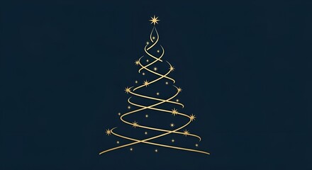Legant Gold Abstract Christmas Tree on Navy Background
