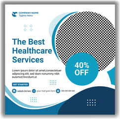 Clean Healthcare Promotion Social Media Marketing Vector Template