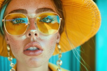 girl with sunglasses and a hat summer vibes