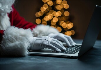 santa claus with laptop