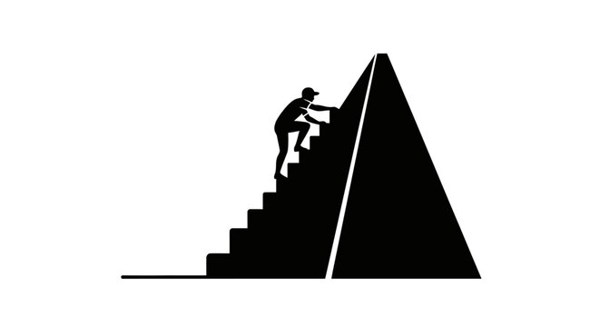 Reaching the Summit: An individual fearlessly conquers challenges, ascending towards the apex of success in a silhouette of determination. 