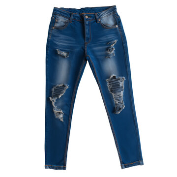 Ripped knee jeggings in a dark indigo wash isolated on transparent White background png