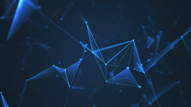 Abstract Network Connection System with Blue Polygons and Lines for Hi Tech Backgrounds