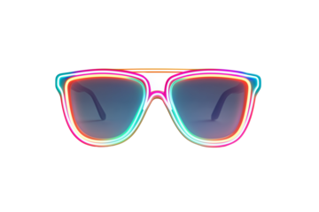 Neon-colored sunglasses icon isolated on transparent White background png