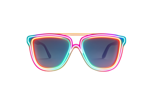 Neon-colored sunglasses icon isolated on transparent White background png