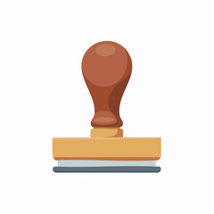 A classic wooden handle rubber stamp with a rectangular base, used for official documents and marking.