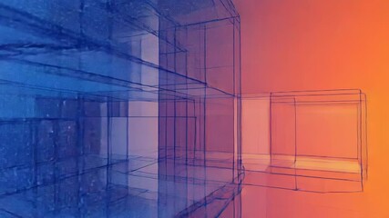 Abstract architectural elements forming geometric wireframe structure - Powered by Adobe