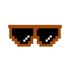 pixel sunglasses icon illustration with flat style design. Application, web, social media, sticker, banner, poster, lego. © Erlin