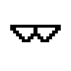 pixel sunglasses icon illustration with flat style design. Application, web, social media, sticker, banner, poster, lego. © Erlin