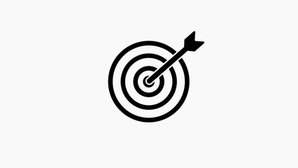Black and white target with arrow icon on white background dartboard bullseye