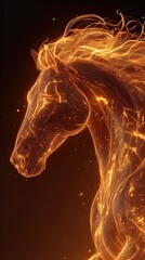 Elegant Horse Made of Light and Energy on a Dark Background in 2026 Footage Generative AI