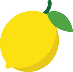 Lemon Fruit Flat Vector Art Illustration Isolated on White Background