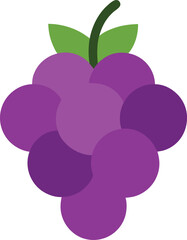 Purple Grapes Cluster Flat Design Vector Illustration Isolated on White Background