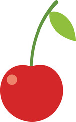 Single Cherry Flat Simple Vector Illustration Isolated on White Background