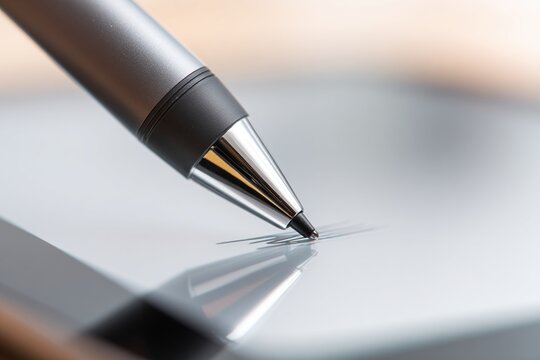 Close-Up of Stylus Tip on Digital Tablet