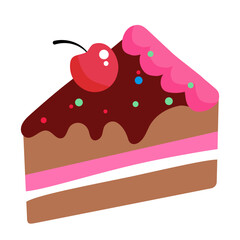 Delicious piece of cake with cherries