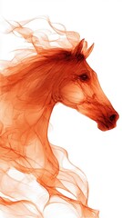 Fiery Depiction of a Horse in Ink-Brush Style With Elegant Flowing Gradients Generative AI