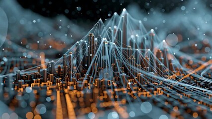 Macro shot real time urban sensor graph overlay on stylized glass micro city model, editorial futurism, digital city ecosystem - Powered by Adobe