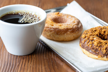 Close-Up of Donuts with a Shot of Espresso