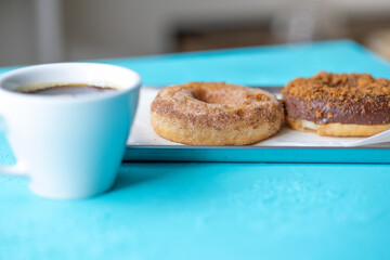 Close-Up of Donuts with a Shot of Espresso