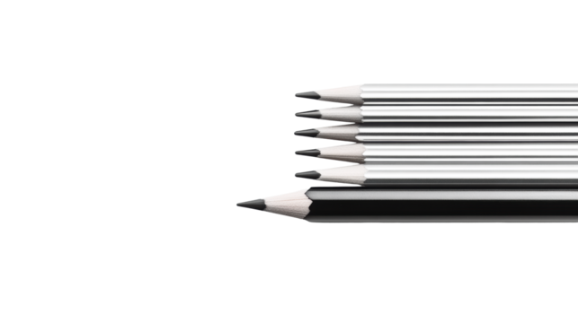 Black and White Pencils on Transparent Background