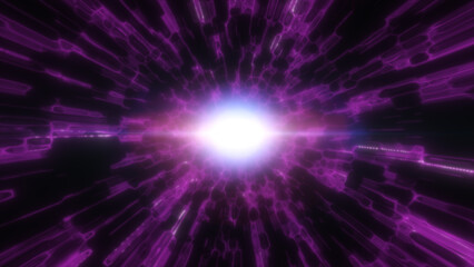 Purple glowing energy vortex with bright core and radiating abstract light streams