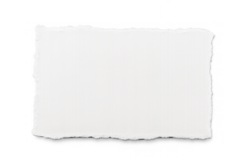 White torn horizontal paper strip featuring rough edges, a blank texture, and a transparent background for creative design