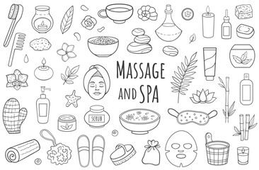 Set of SPA and massage salon treatmens icons
