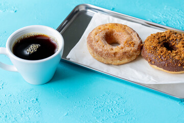 Close-Up of Donuts with a Shot of Espresso