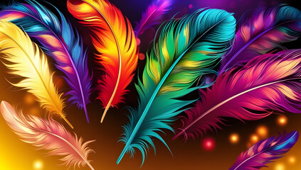 Obraz premium Modern Abstract Carnival Feather Motion Background With Dynamic Glow