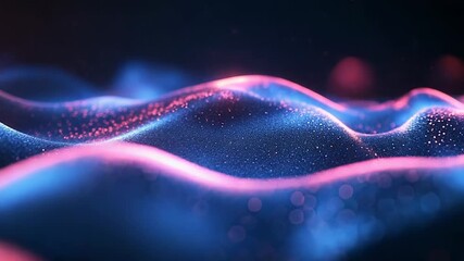 Digital wave patterns forming abstract data particles network - Powered by Adobe