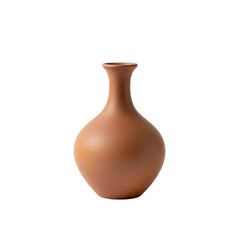 Earthenware Vase With Narrow Neck and Bulbous Body on Black Background