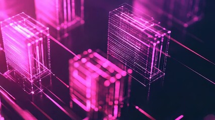 Digital network connections forming a futuristic data city - Powered by Adobe