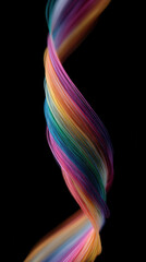 Obraz premium Rainbow ribbon twisting gradient neon abstract curve swirl fiber vivid black
